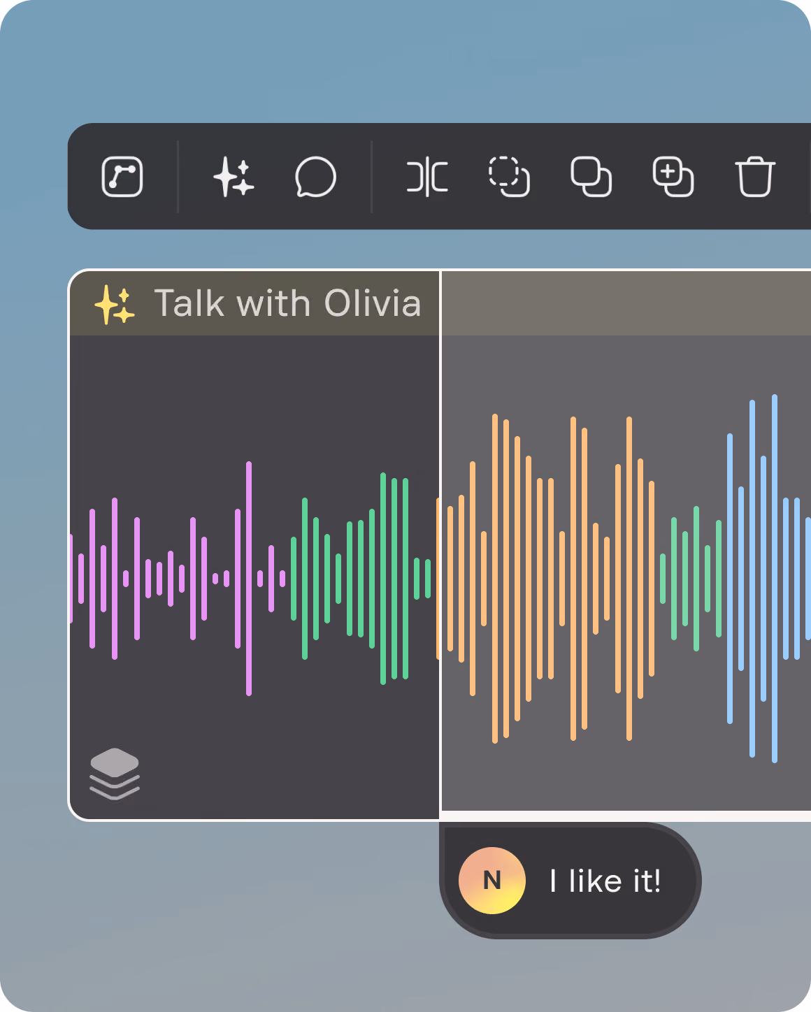 Audio waveform editing in the Nomono app