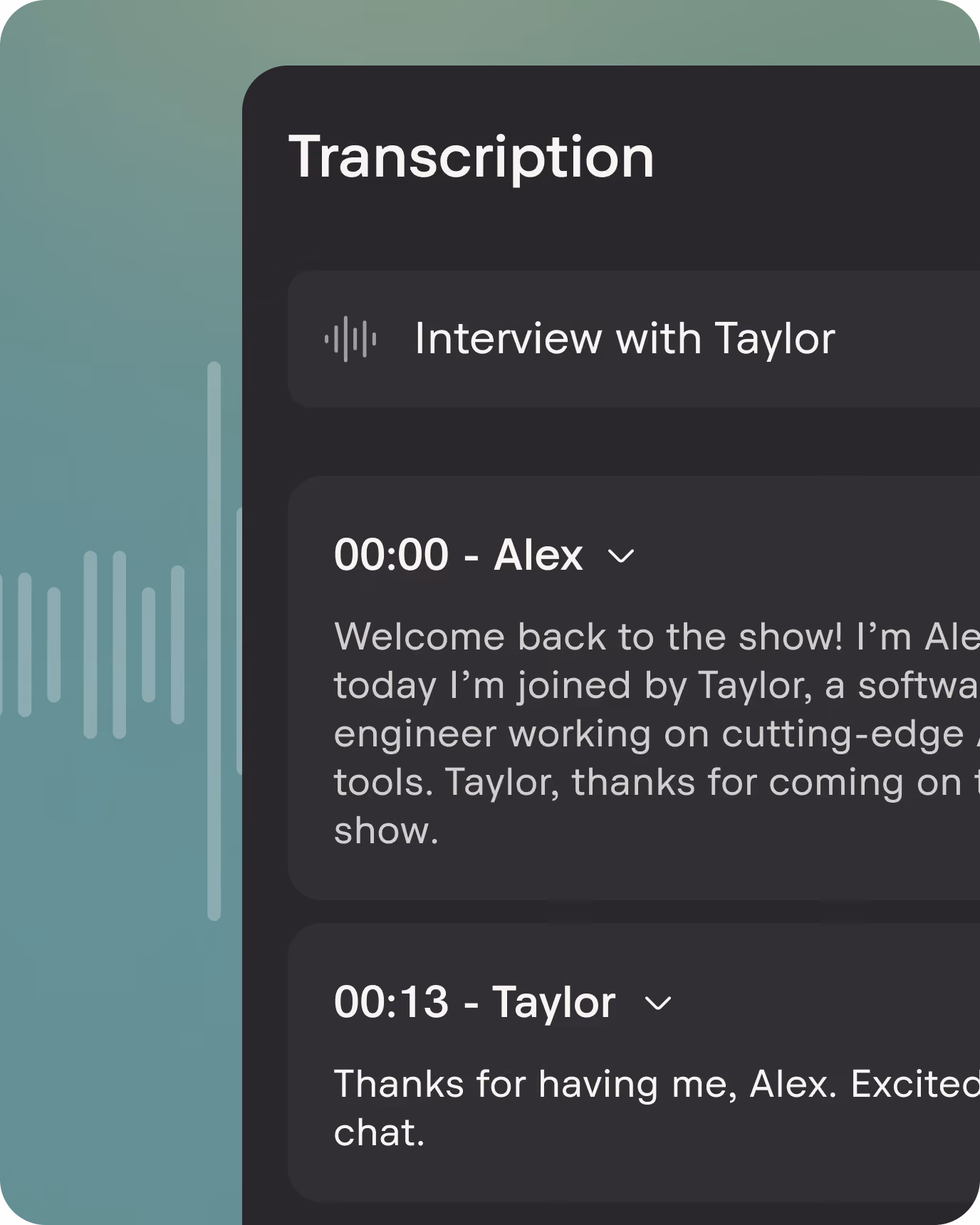 Transcript with speaker labels in the Nomono app
