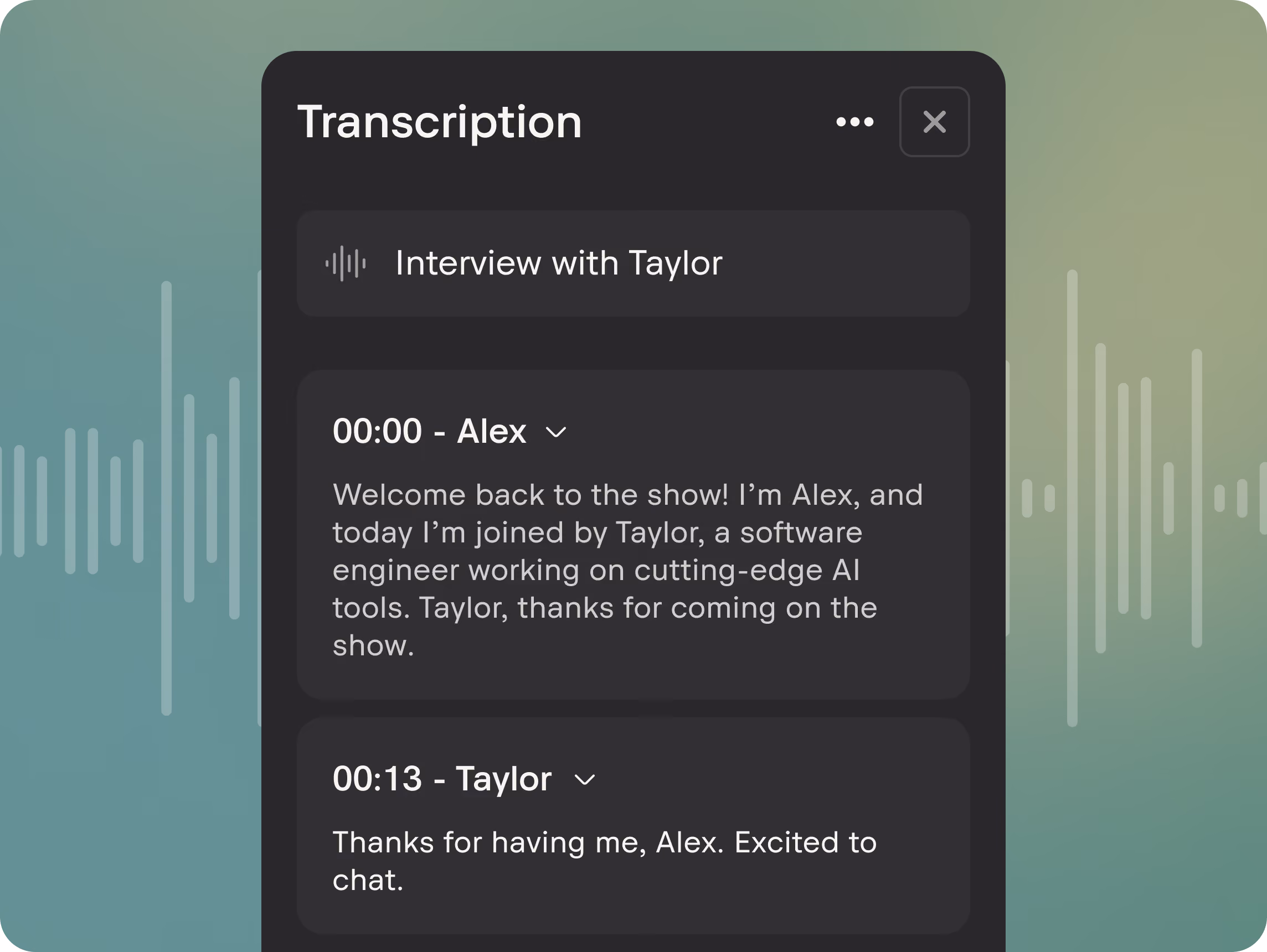 Transcript with speaker labels in the Nomono app