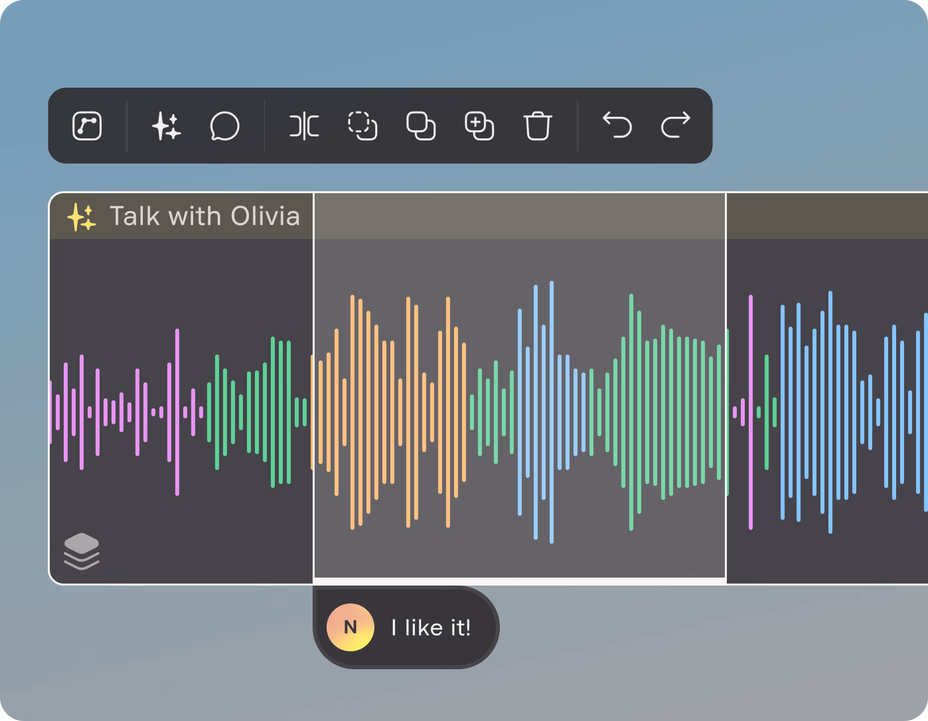 Audio waveform editing in the Nomono app