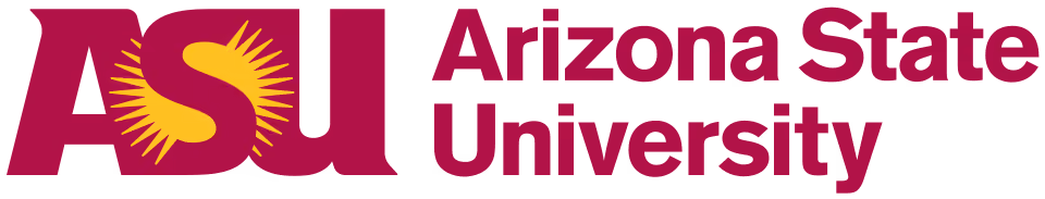 Arizona State University logo with maroon ASU letters and a gold sunburst in the S.