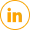 Orange LinkedIn icon on a black circular background.