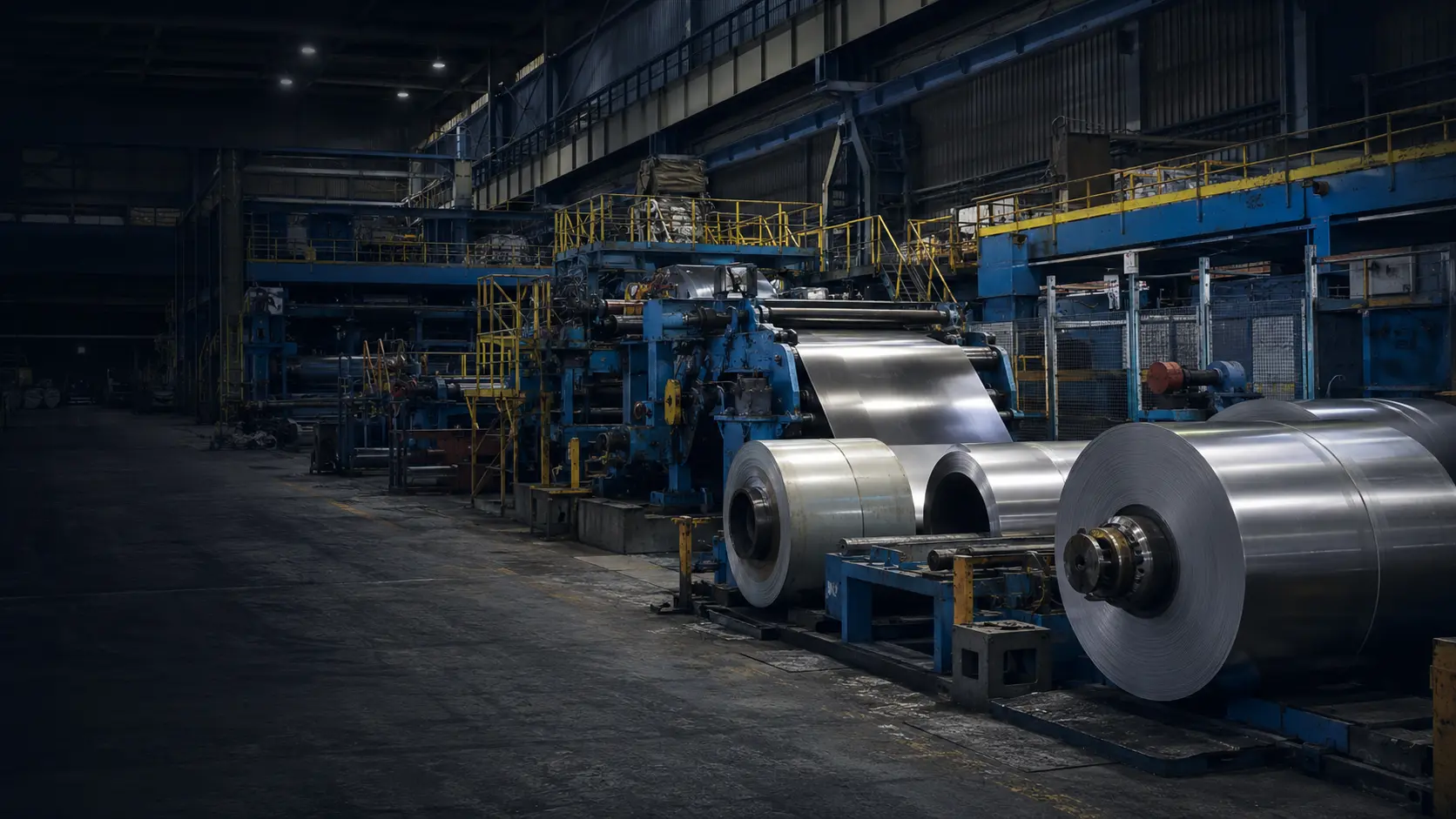 Ligne de traitement de bobines : bobines d'acier et d'aluminium et rouleaux de procédé sur une ligne de refendage