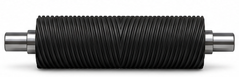 Rouleau à rainure hélicoïdale fine, pas serré — fine / close-pitch helical grooved roller — Soremag, Québec