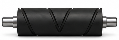 Rouleau à rainure chevron en V — chevron grooved rubber roller — Soremag, Québec