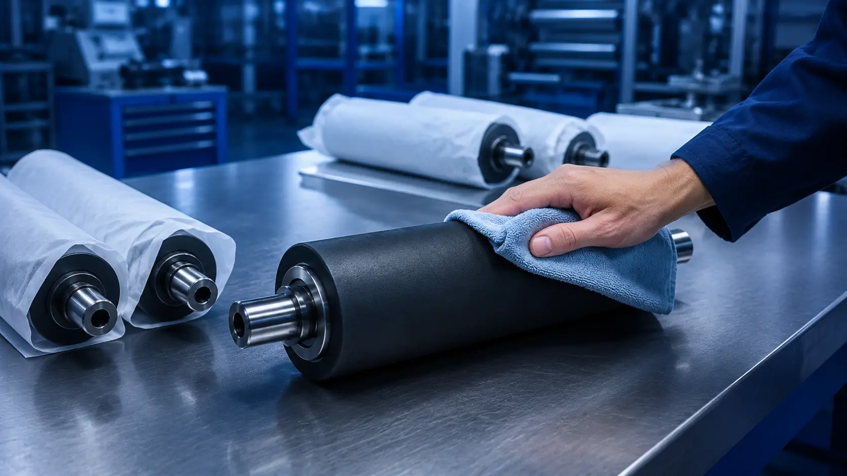 Guide d'entretien et d'entreposage des rouleaux : rouleaux recouverts protégés et nettoyage d'un rouleau en atelier