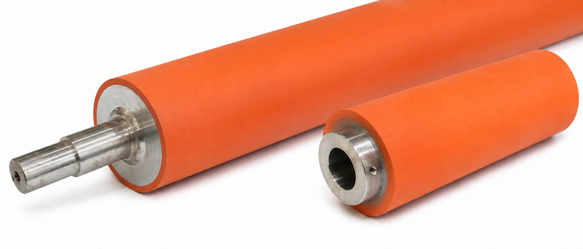 Deux rouleaux recouverts de silicone orange mat
