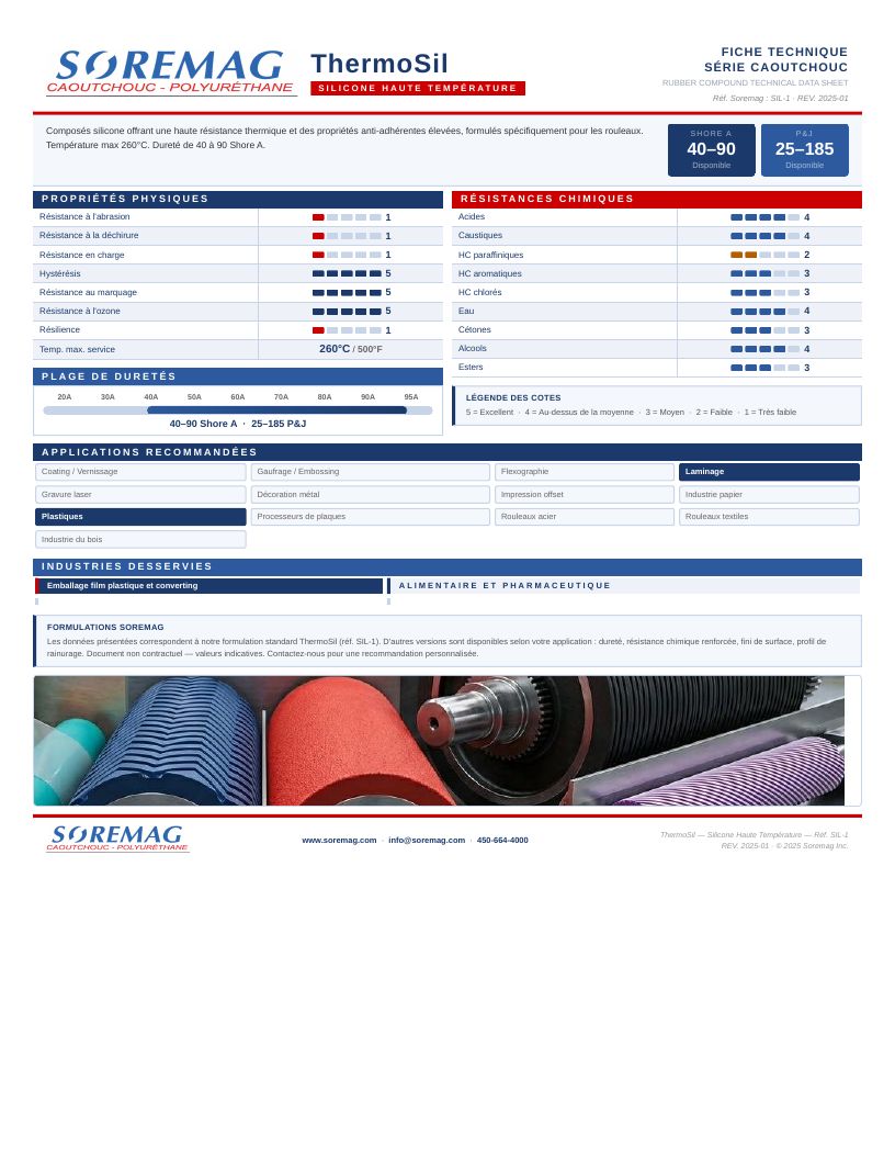 Aperçu de la fiche technique ThermoSil (silicone) — Soremag