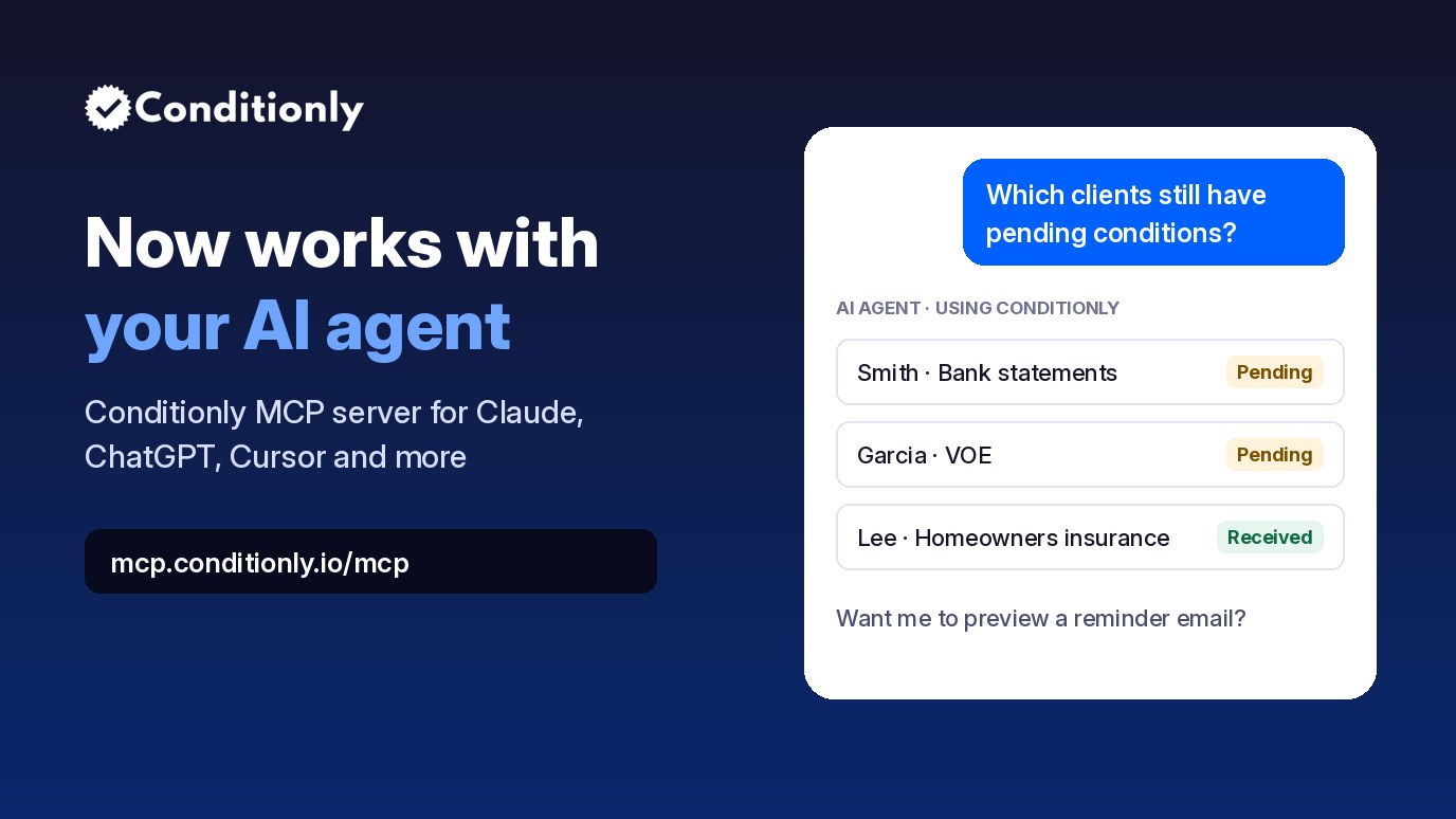 Conditionly Now Works With Your AI Agent: Introducing the Conditionly MCP Server