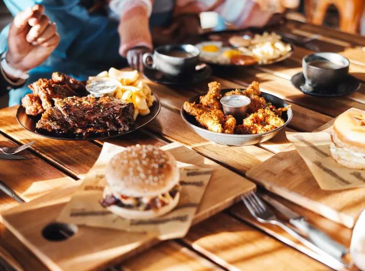 Food featuring hamburger on table stock image