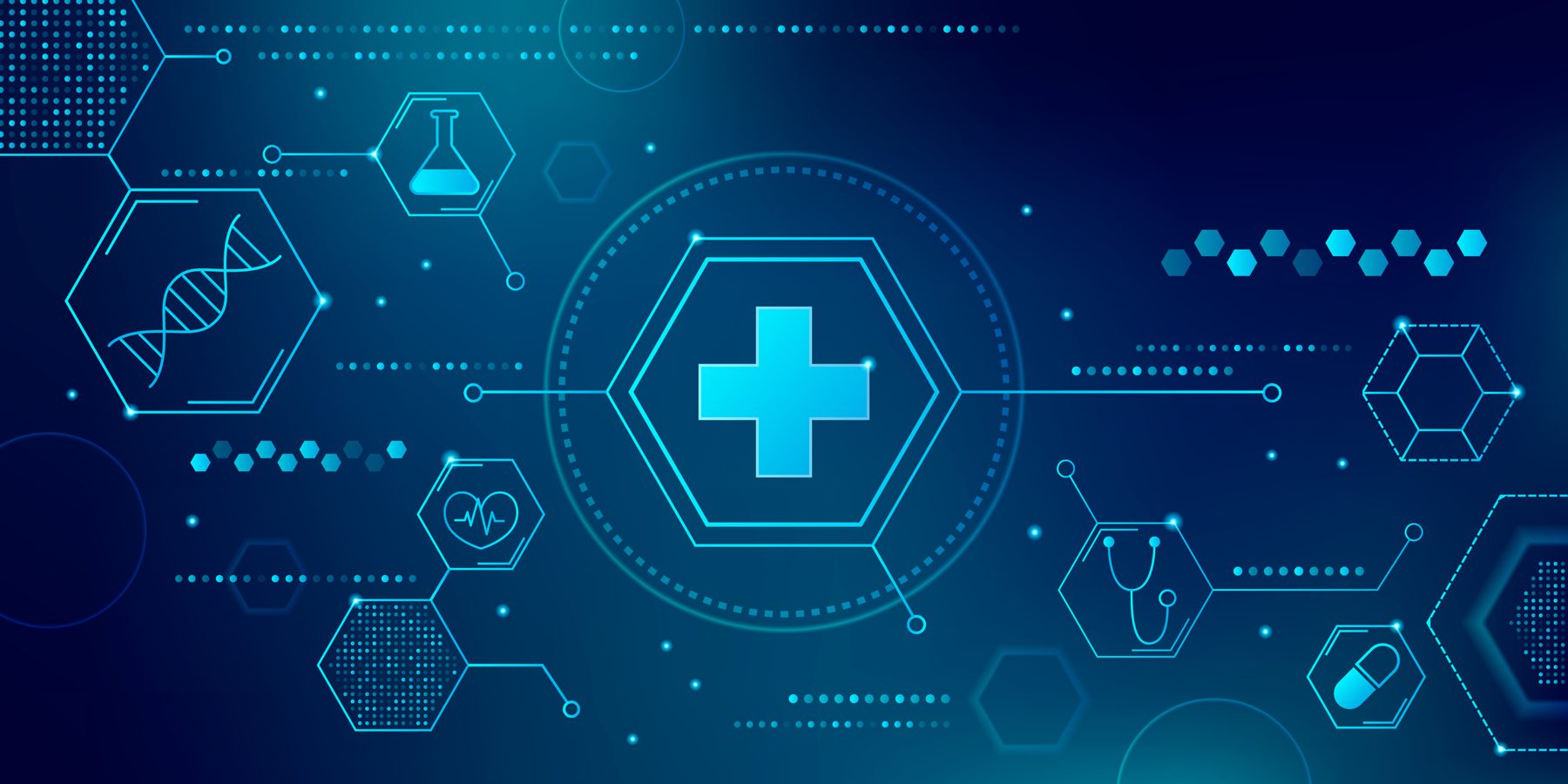Abstract illustration of a connected healthcare network