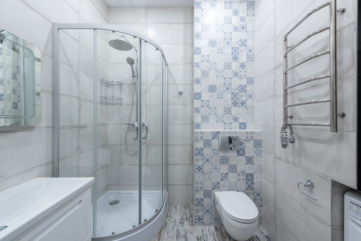 Clean modern bathroom with glass shower