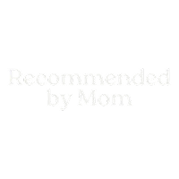 Text reading 'Recommended by Mom' in a bold serif font on a black background.