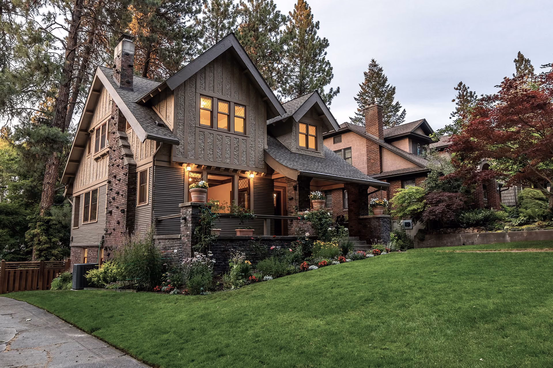 well built craftsman home with mature landscaping
