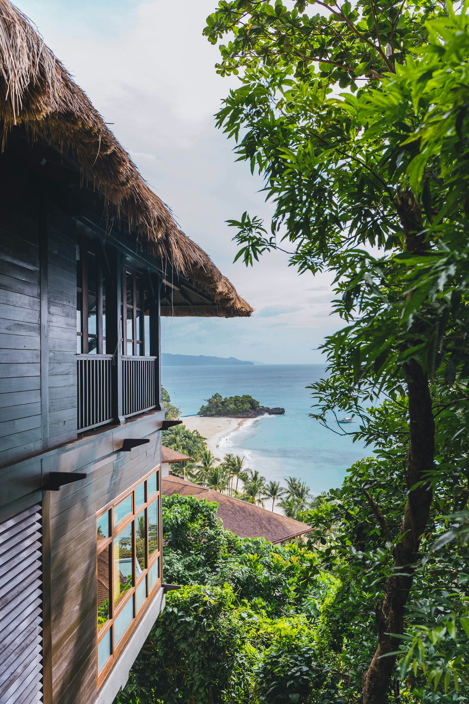 Asian luxury resort villa overlooking the ocean