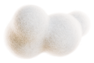 White cotton balls clustered together on a white background.
