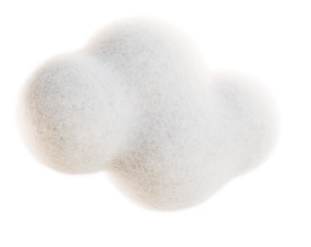 Three white fuzzy spheres clustered together on a transparent background.