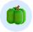 Two green apples with leaves on a light blue circular background.
