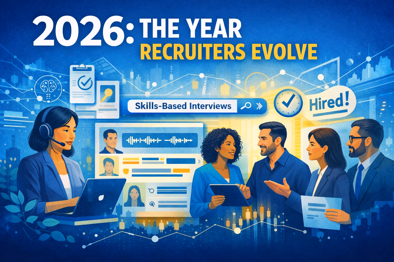 Recruiters conducting skills-based interviews using interview intelligence and collaborative hiring tools in 2026