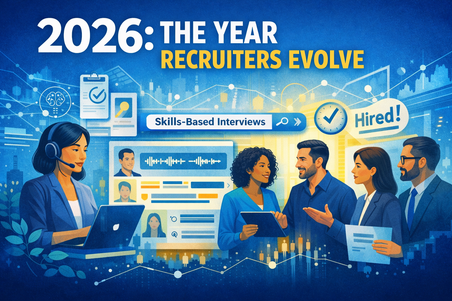 Recruiters conducting skills-based interviews using interview intelligence and collaborative hiring tools in 2026