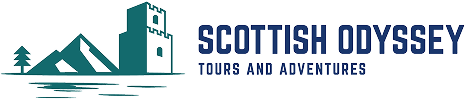 Scottish Odyssey Tours and Adventures logo with mountain, tree, and tower graphic.