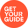 Get Your Guide logo in white text on a red-orange circular background.