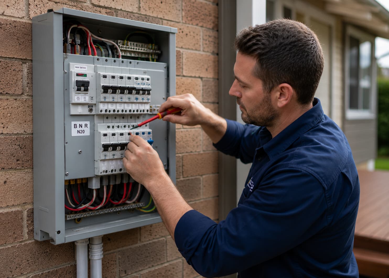Electrician installing smart meter box upgrade Sydney