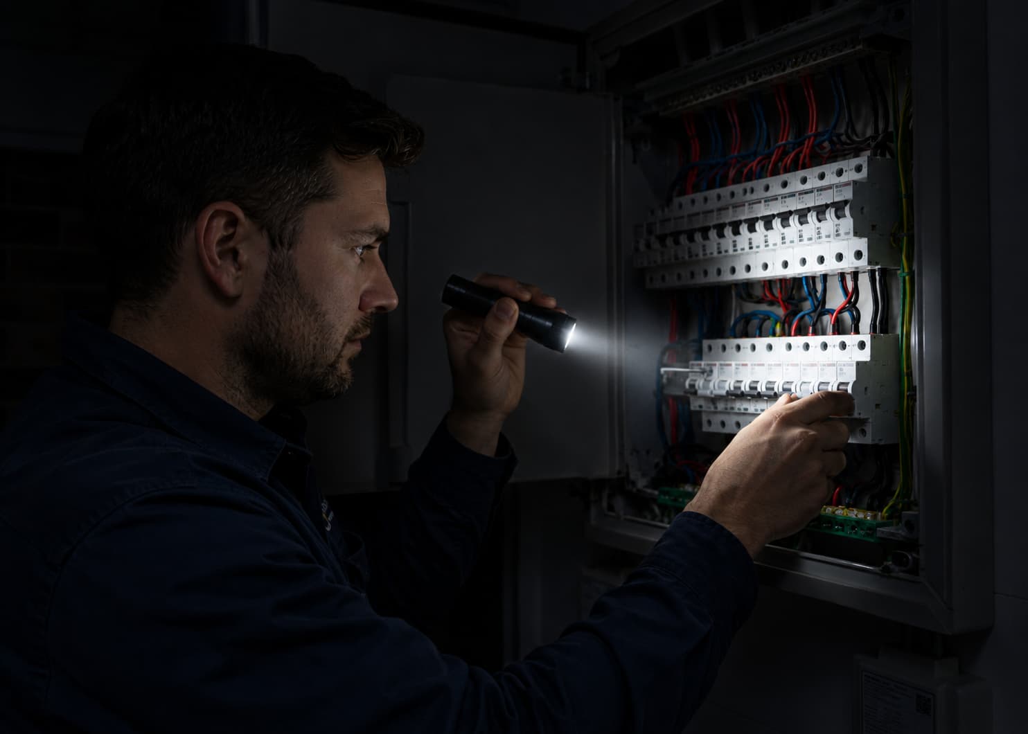 Emergency electrician fault finding switchboard repair Sydney night