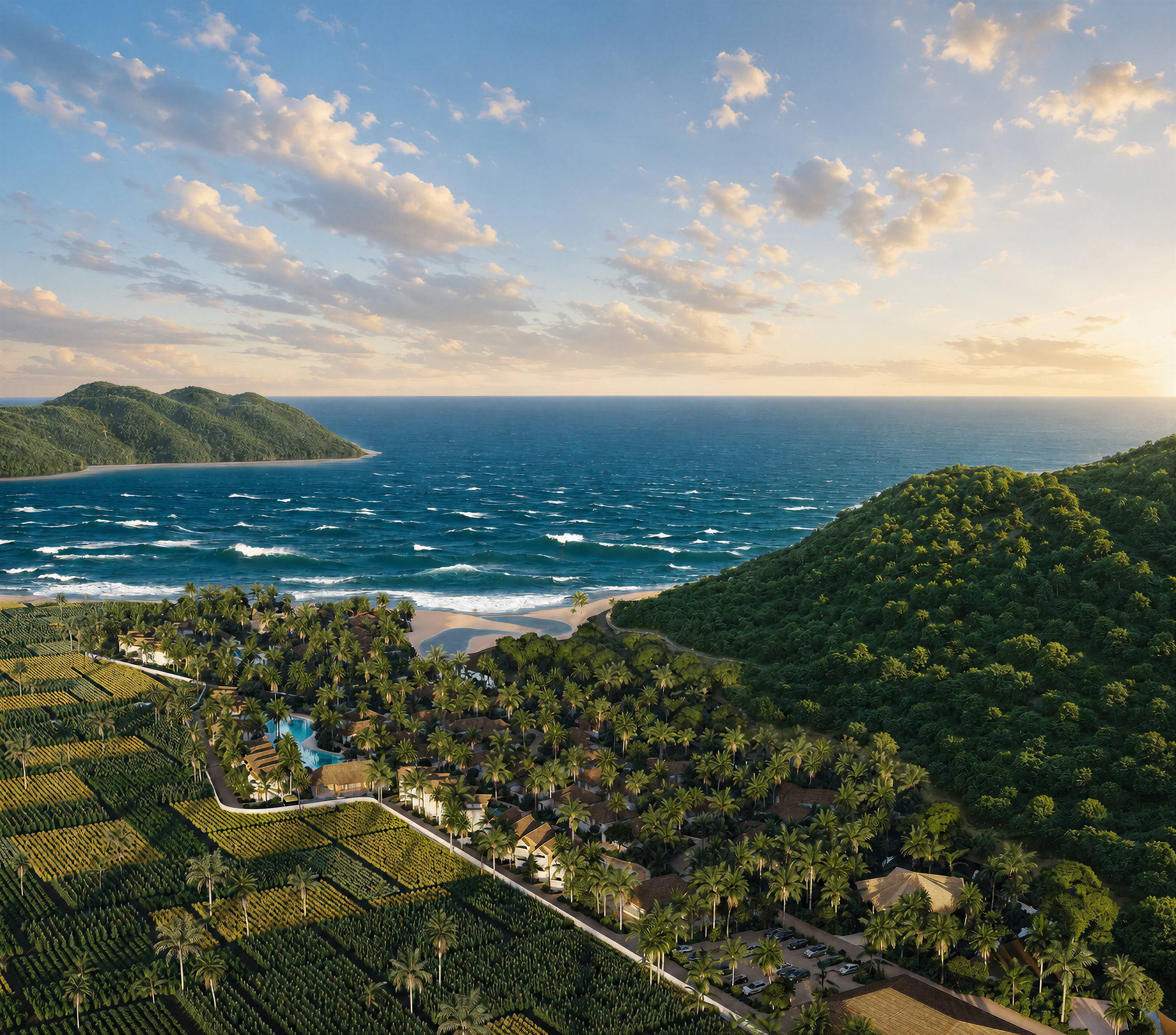 Tampah Bay coastline at sunset
