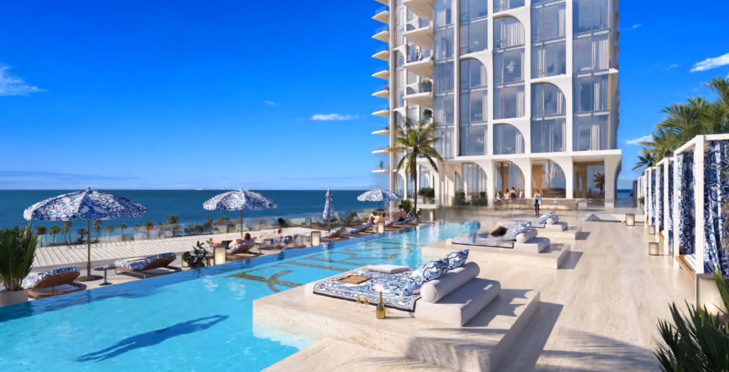 Beachfront pool with ocean view