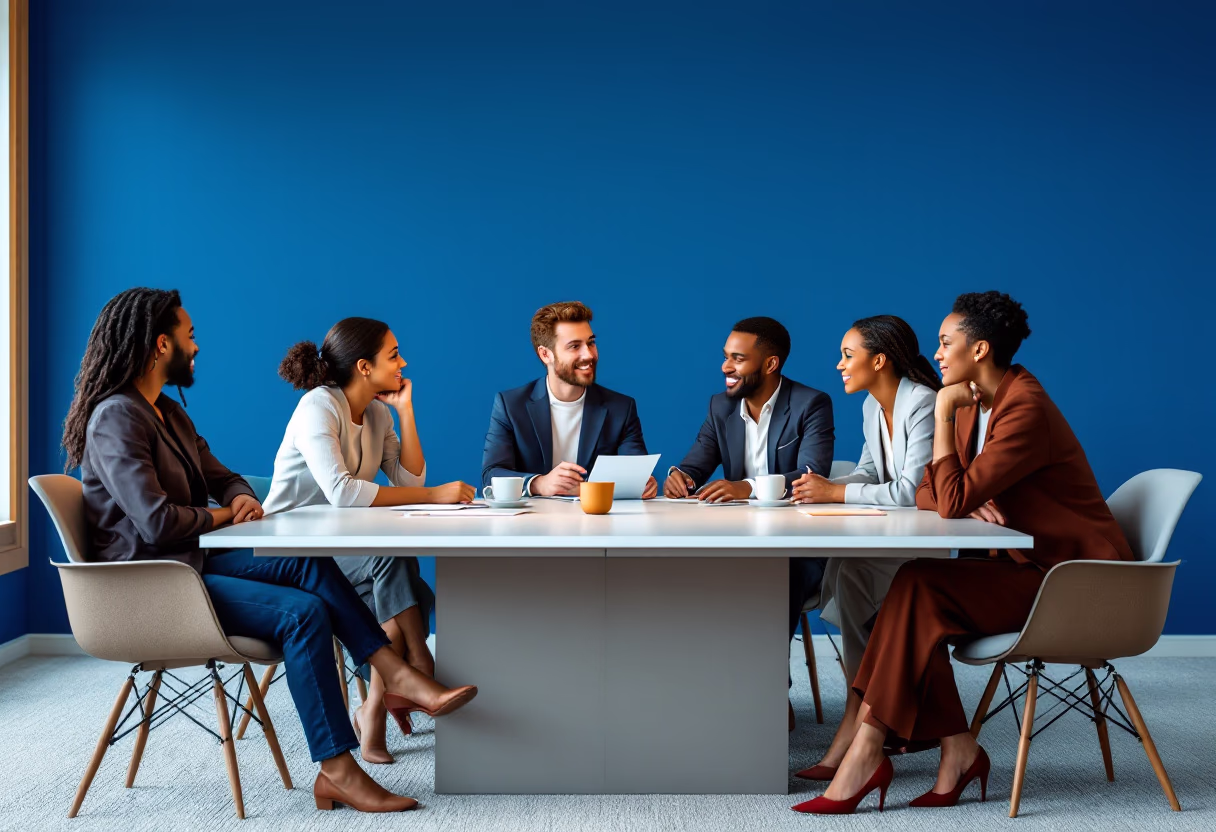 image of a diverse team in a meeting (for edtech)