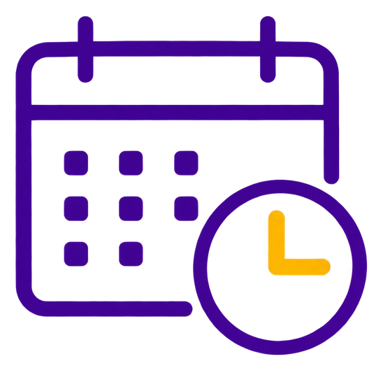 Calendar with small clock icon