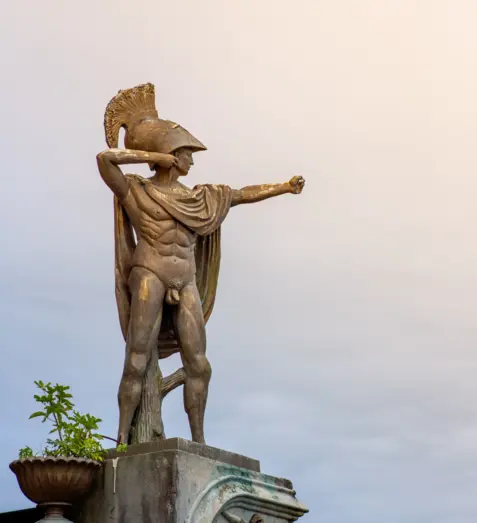old statue of male warrior