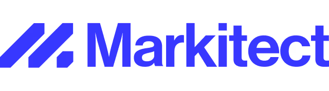 Markitect logo with stylized letter M in blue.