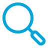 Blue magnifying glass icon symbolizing search or zoom function.
