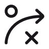 Diagram with '9' and 'X' linked by an arrow pointing right on a curved path.