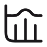 Simple black bar chart with five vertical bars of varying height on a white background.