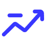 Blue arrow pointing upward on a jagged line representing growth or progress.