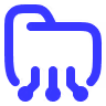 Blue folder icon with three vertical bars connected to the bottom edge.