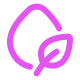Purple line art icon of a large leaf with a smaller leaf inside it.