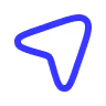 Blue paper airplane icon on a transparent or dark background.