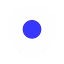 White location pin icon with a blue circle in the center.