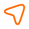 Orange abstract arrow pointing to the right on a white background.