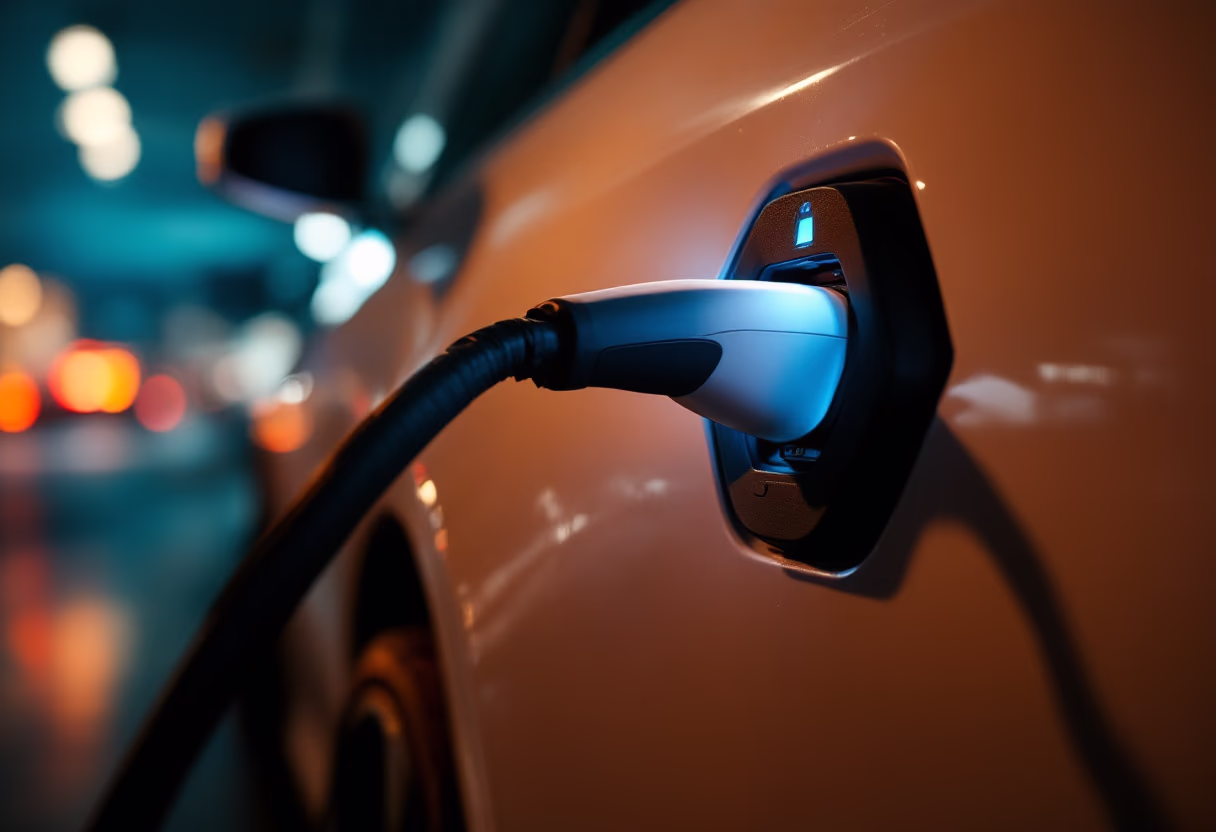 image of ev charging at night