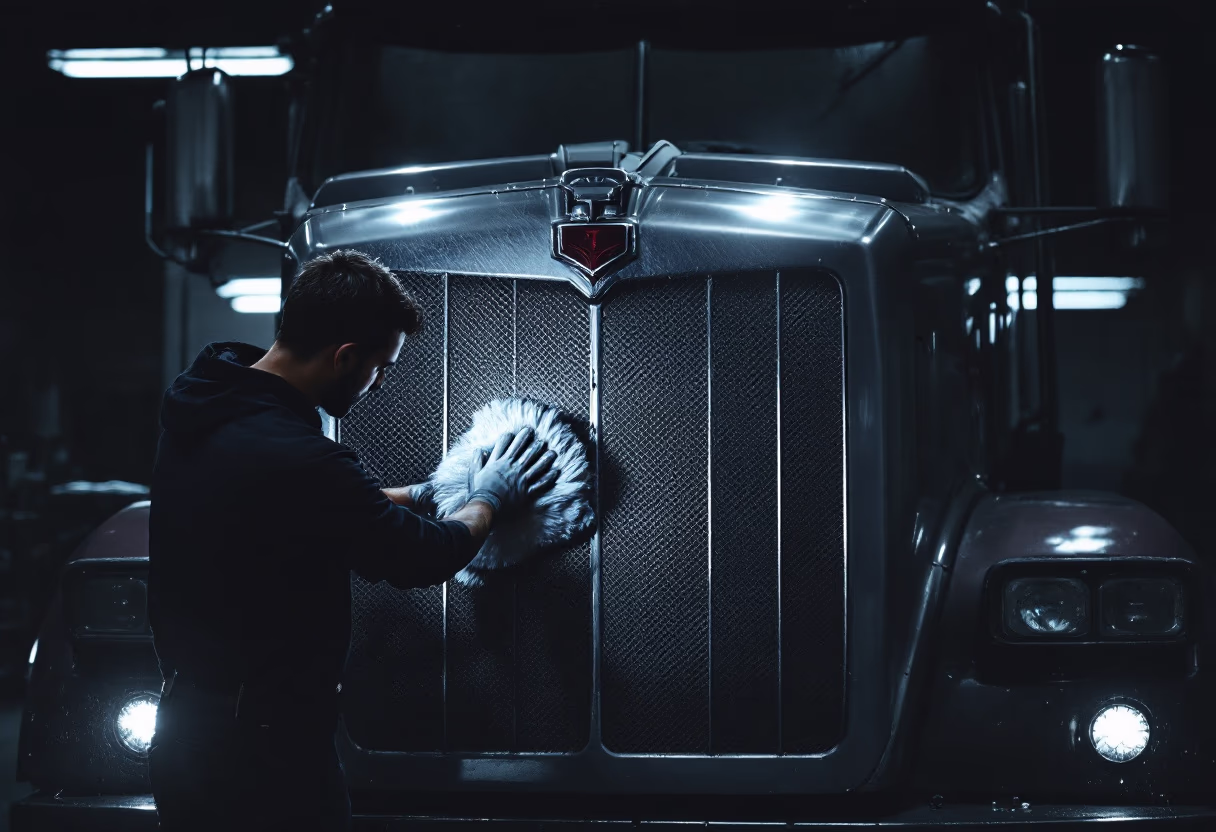 image of truck maintenance for a trucking company