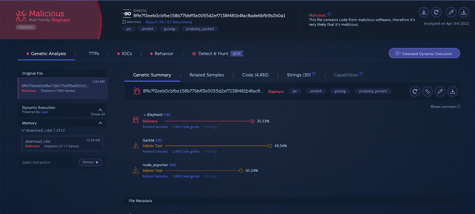 Analysis of the Elephant downloader