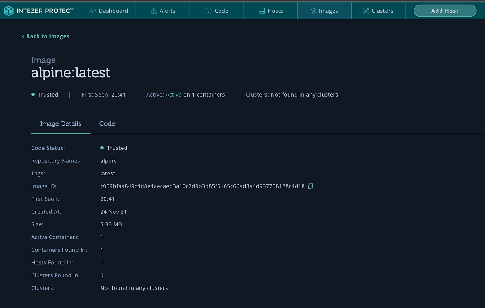 Docker image information
