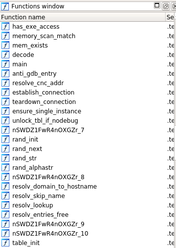 function names as they were