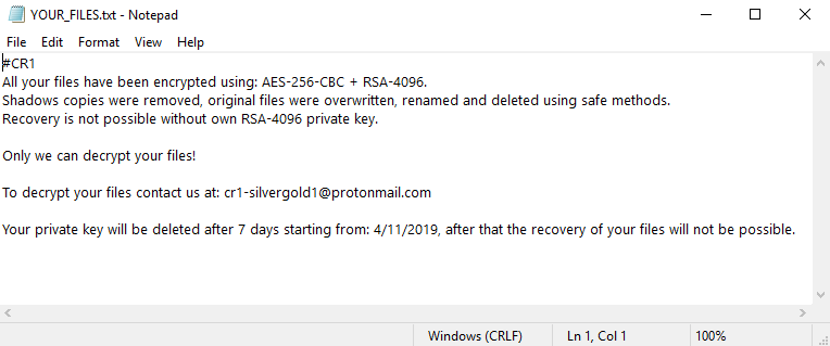 The PureLocker ransom note